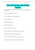 BUS 100 Final Exam with Verified Answers