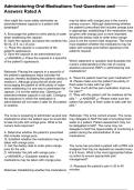 Administering Oral Medications Test Questions and Answers Rated A