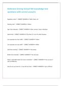 Defensive Driving School WA knowledge test questions with correct answers 