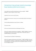 Florida Driver Manual Study Guide for Knowledge Exam Questions With Correct Answers 