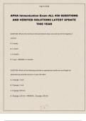 APHA Immunization Exam ALL 450 QUESTIONS AND VERIFIED SOLUTIONS LATEST UPDATE THIS YEAR