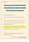 APHA Immunization FINAL EXAM ACTUAL 450 QUESTIONS AND CORRECT ANSWERS LATEST UPDATE THIS YEAR NEW&excl;&excl;