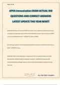 APHA Immunization EXAM ACTUAL 350 QUESTIONS AND CORRECT ANSWERS LATEST UPDATE THIS YEAR NEW&excl;&excl;