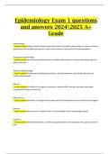  Epidemiology Exam 1 &ndash; Verified Questions and Answers &lpar;Actual A&plus; Grade&rpar;