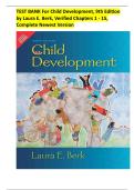 Test Bank For Child Development 9th Edition by Laura E&period; Berk &comma;Chapter 1 - 15 &vert; All Chapters &vert; Complete Latest Updated Version&vert; Already Graded A&plus;