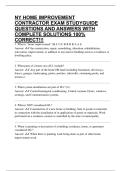 NY HOME IMPROVEMENT CONTRACTOR EXAM STUDYGUIDE QUESTIONS AND ANSWERS WITH COMPLETE SOLUTIONS 100&percnt; CORRECT&excl;&excl;&excl;