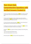 Teens Study Guide Comprehensive Questions with Verified Answers Graded A&plus; Package Deal