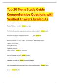 Top 20 Teens Study Guide Comprehensive Questions with Verified Answers Graded A&plus;