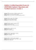 Zabbix Certified Specialist Exam &lpar;4&rpar; &lpar;2025&sol;2026 Update&rpar; &vert; Questions and Verified Answers &vert; Grade A