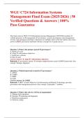 WGU C724 Information Systems Management Final Exam &lpar;2025&sol;2026&rpar; &vert; 50 Verified Questions & Answers &vert; 100&percnt; Pass Guarantee