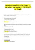 Foundations of Nursing Exam #1 – Actual Questions and Verified Answers (A+ Grade, 2024/2025 Edition)