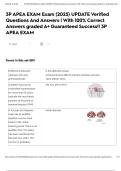 3P APEA EXAM   &lpar;2025&rpar; UPDATE Verified Questions And Answers &vert; With 100&percnt; Correct Answers graded A&plus; Guaranteed Success&excl;&excl; 3P APEA EXAM