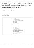 NIHSS Group C - Patients 1-6 for me EXAM 2025 &lpar;Actual Exam&rpar; Questions with verified Answers &lpar;Latest Update 2025&rpar; UPDATE&excl;&excl;