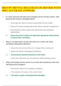 HESI-PN MENTAL HEALTH EXAM 2025&sol;2026 WITH 100&percnt; ACCURATE ANSWERS