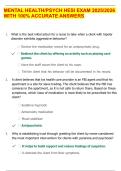 MENTAL HEALTH&sol;PSYCH HESI EXAM 2025&sol;2026 WITH 100&percnt; ACCURATE ANSWERS