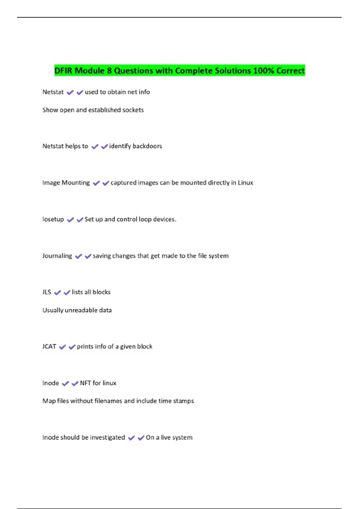 DFIR Module 8 Questions with Complete Solutions 100% Correct - DFIR ...