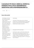 CANADIAN PN EXAM&colon; MEDICAL SURGICAL NURSING FINAL EXAM 2025&vert;0RIGINAL QUESTIONS AND ANSWERS&vert;GRADED A&plus;