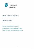 2025 Pearson Edexcel GCSE English Language Mark Scheme paper 1 &lpar;1ENO&sol;01&colon; Fiction and imaginative Writing&rpar;