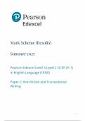 2025 Pearson Edexcel GCSE English Language Mark Scheme paper 2 &lpar;1ENO&sol;02&colon; Non-Fiction and Transactional Writing&rpar;