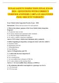 TEXAS SAFETY INSPECTION FINAL EXAM  2024 &ndash; QUESTIONS WITH CORRECT  VERIFIED ANSWERS &vert;&vert; 100&percnt; GUARANTEED  PASS <RECENT VERSION> 