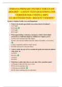 INDIANA PRIMARY INSTRUCTOR EXAM  2024&sol;2025 &ndash; LATEST TEST QUESTIONS AND  VERIFIED SOLUTIONS &vert;&vert; 100&percnt;  GUARANTEED PASS <RECENT VERSION> 