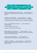WGU D430 FUNDAMENTALS OF INFORMATION SECURITY EXAM WITH 100&percnt; CORRECT ANSWERS 2025