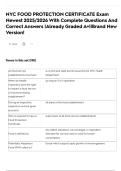 NYC FOOD PROTECTION CERTIFICATE Exam Newest 2025&sol;2026 With Complete Questions And Correct Answers &vert;Already Graded A&plus;&vert;&vert;Brand New Version&excl;