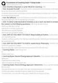 Foundations of Coaching&colon; Exam 1 Study Guide Exam Questions and Answers 100&percnt; Pass &vert;Already Graded A&plus;&vert; Verified and Updated &vert;Actual 2025&sol;2026 Cheat Sheet