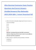 Ohio Electrical Contractor Exam Practice  Questions And Correct Answers  &lpar;Verified Answers&rpar; Plus Rationales  2025&vert;2026 Q&A &vert; Instant Download Pdf
