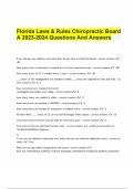 Florida Laws & Rules Chiropractic Board 2023 Actual Test Questions and Answers