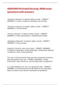 AWHONN Perinatal Nursing- MNN exam questions with answers