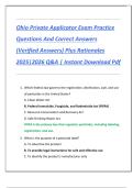 Ohio Private Applicator Exam Practice  Questions And Correct Answers  &lpar;Verified Answers&rpar; Plus Rationales  2025&vert;2026 Q&A &vert; Instant Download Pdf 