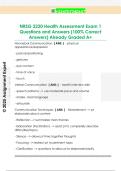 NRSG 2220 Health Assessment Exam 1  Questions and Answers &lpar;100&percnt; Correct  Answers&rpar; Already Graded A&plus;