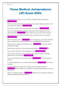 Texas Medical Jurisprudence &lpar;JP&rpar; Exam Questions and Answers&colon; &lbrace;LATEST 2025&sol; 2026 UPDATE&rcub; COMPLETE REAL AND AUTHENTIC EXAM &lbrace;100&percnt; CORRECT&rcub; GRADED A&plus;&period;