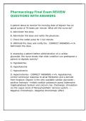 Pharmacology Final Exam REVIEW QUESTIONS WITH ANSWERS