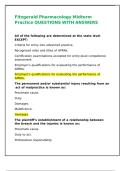 Fitzgerald Pharmacology Midterm Practice QUESTIONS WITH ANSWERS