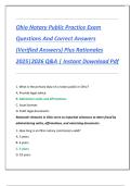 Ohio Notary Public Practice Exam  Questions And Correct Answers  &lpar;Verified Answers&rpar; Plus Rationales  2025&vert;2026 Q&A &vert; Instant Download Pdf 