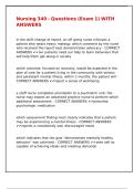 Nursing 340 - Questions &lpar;Exam 1&rpar; WITH ANSWERS&comma;
