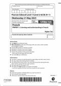 2025 Pearson Edexcel GCSE French Paper 1H &lpar;1FRO&sol;1H&colon; Listening and understanding in French&rpar;