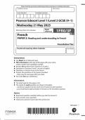 2025 Pearson Edexcel GCSE French Paper 3 &lpar;1FRO&sol;3F&colon; Reading and understanding in French&rpar;