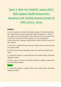Exam 2&colon; NUR 101&sol; NUR101 &lpar;Latest 2025&sol; 2026 Update&rpar; Health Assessment &vert; Questions with Verified Answers&vert; Grade A&vert; 100&percnt; Correct -Fortis&period;