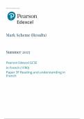 2025 Pearson Edexcel GCSE French Mark Scheme Paper 3 &lpar;1FRO&sol;3F&colon; Reading and understanding in French&rpar;