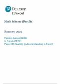 2025 Pearson Edexcel GCSE French Mark Scheme Paper 3 &lpar;1FRO&sol;3H&colon; Reading and understanding in French&rpar;