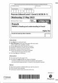 2025 Pearson Edexcel GCSE French Paper 3 &lpar;1FRO&sol;3H&colon; Reading and understanding in French&rpar;