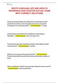 SOUTH CAROLINA LIFE AND HEALTH INSURANCE 2025 UPDATED ACTUAL EXAM WITH CORRECT SOLUTIONS&period; 