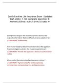South Carolina Life Insurance Exam &lpar; Updated 2025-2026 &rpar; 1-100 Complete Questions & Answers &lpar;Solved&rpar; 100- Correct Graded A&plus; 