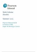 2025 Pearson Edexcel GCSE French Mark Scheme Paper 4 &lpar;1FRO&sol;4H &colon;Writing in French&rpar;