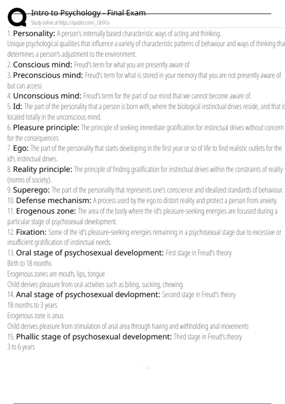 Intro to Psychology - Final Exam Exam Questions and Answers 100% Pass ...