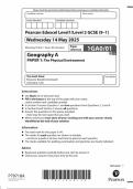 2025 Pearson Edexcel GCSE Geography A Paper 1 &lpar;1GAO&sol;01&colon; The Physical Environment&rpar;