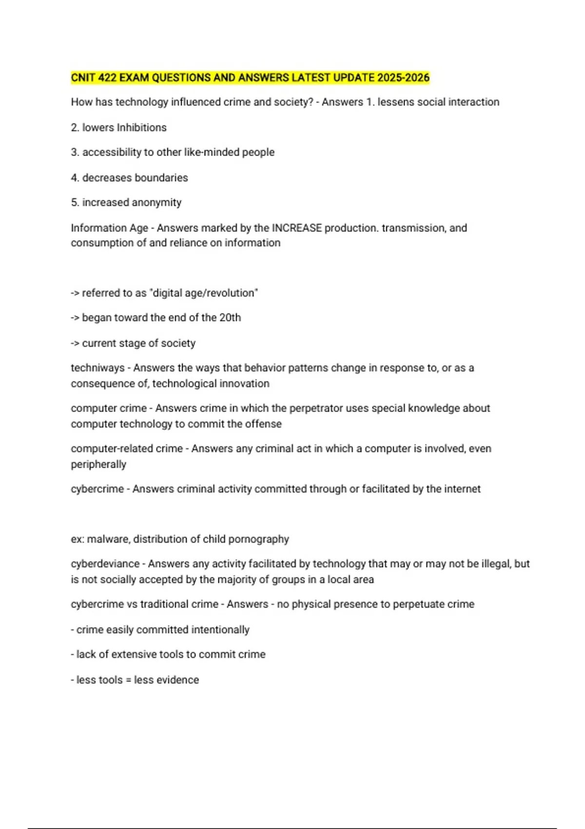 CNIT 422 EXAM QUESTIONS AND ANSWERS LATEST UPDATE - CNIT 422 - Stuvia US